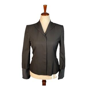 Pamella Roland Wool Blazer Women’s Size 6 Satin Cuff Minimalist Classic In Black